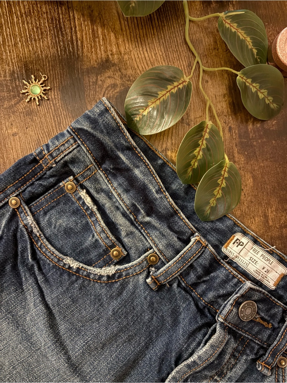 Free People Distressed Blue Denim Cutoff Shorts - Picture 5 of 5